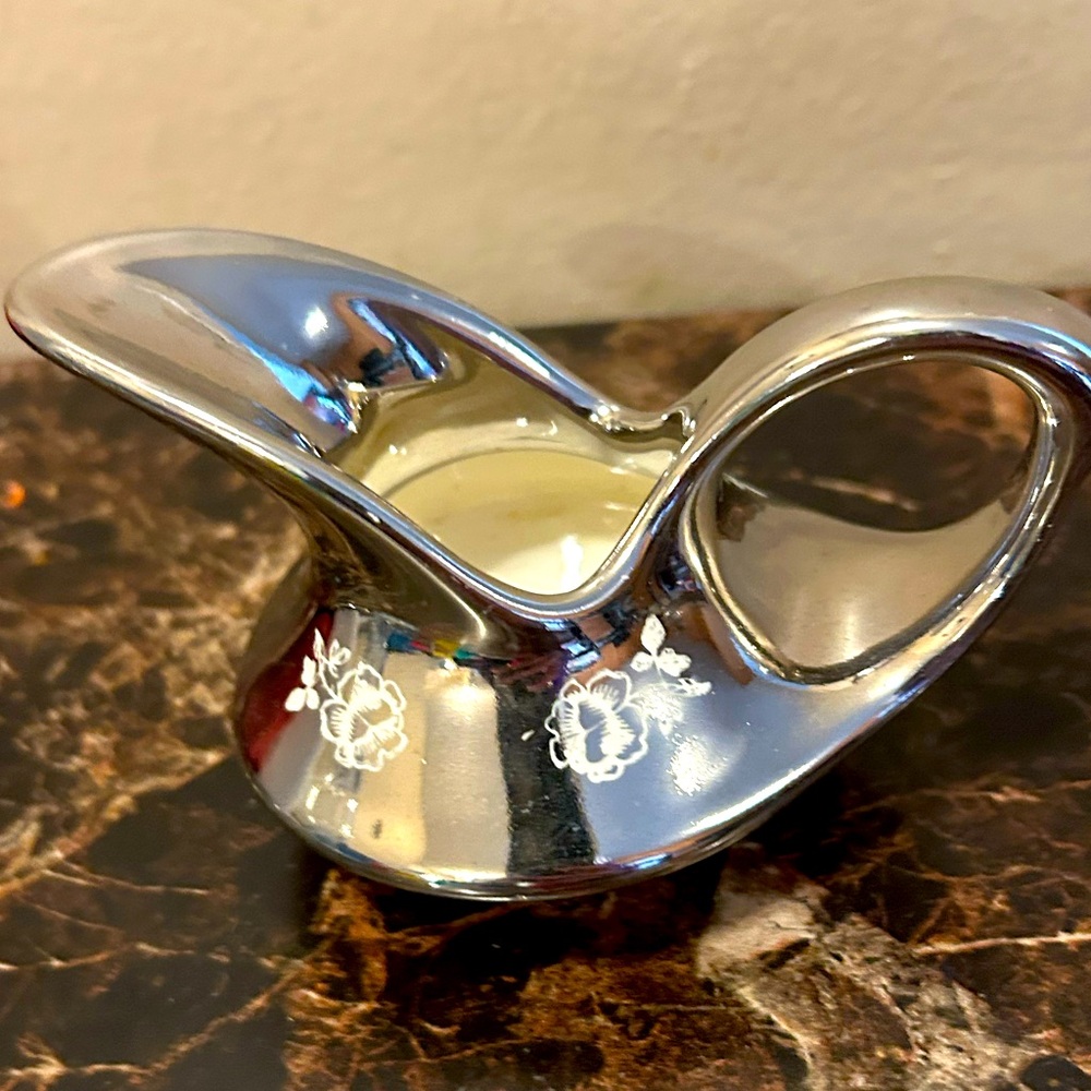 Silver Creamer with Floral Design
